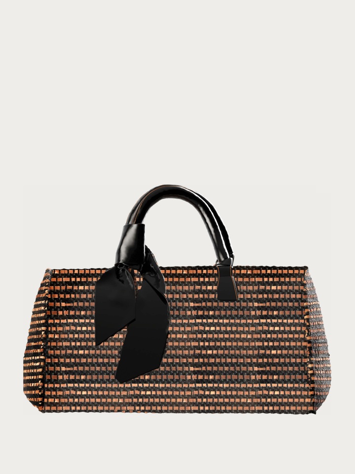 Copper-Raffia Stripes Weave — Pattern 5 — CLO 3D Bag
