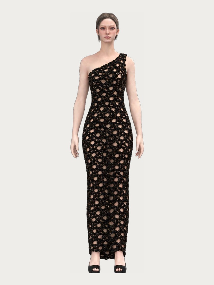 Wool–Zari Open Crochet — CLO 3D Rendering